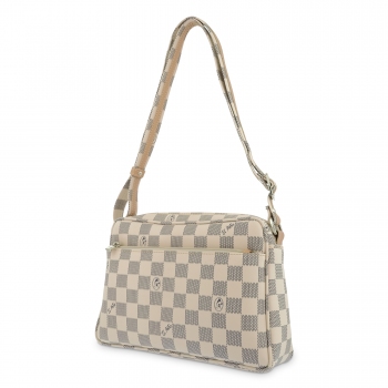 Bolso Bandolera mujer en lona y piel vacuno color beige- Chess