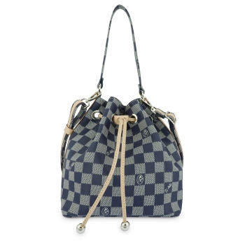 Bolso Saco mujer en lona y piel vacuno color azul - Chess