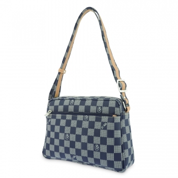 Bolso Bandolera mujer en lona y piel vacuno color azul - Chess