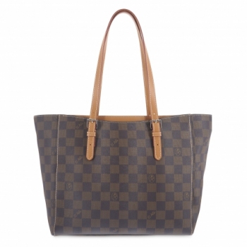 Bolso Tote mujer en lona y piel vacuno color marrón - Chess