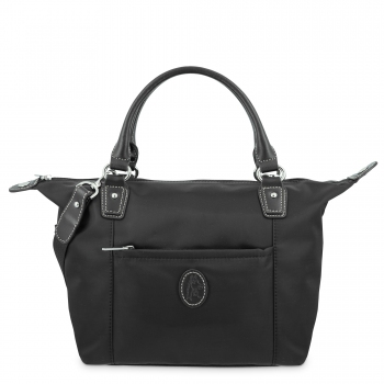 Bolso Tote mujer en lona y piel vacuno color azul-cuero-Paris