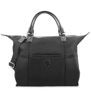 Bolso Tote mujer en lona y piel vacuno color azul-cuero-Paris