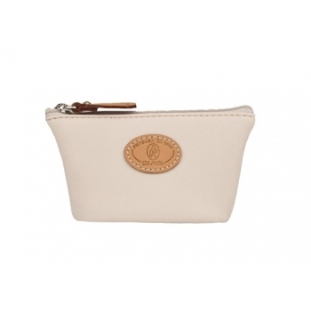 Monedero Llavero mujer en lona y piel vacuno color beige- Base