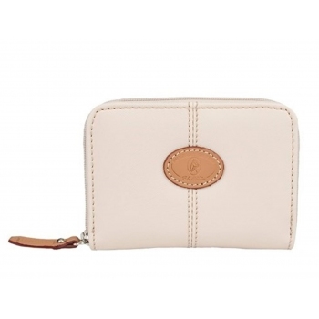 Monedero Llavero mujer en lona y piel vacuno color beige - Base