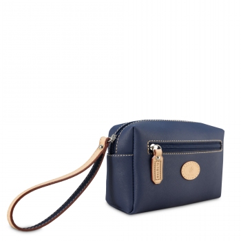 Bolsa monedero mujer en lona y piel vacuno color beige- Base