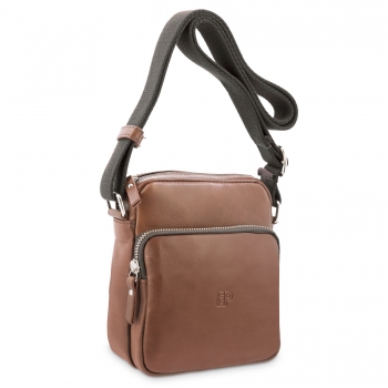 Bolso Bandolera pequeño hombre en piel vacuno color cuero - Apache