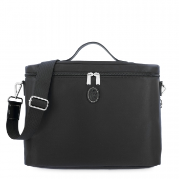 Carpeta bolso unisex en lona negro y piel vacuno color negro-Paris