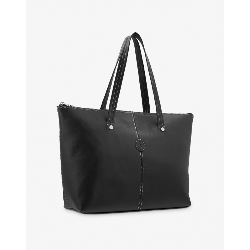 Bolso cesta shopping mujer en piel vacuno color negro - Origen