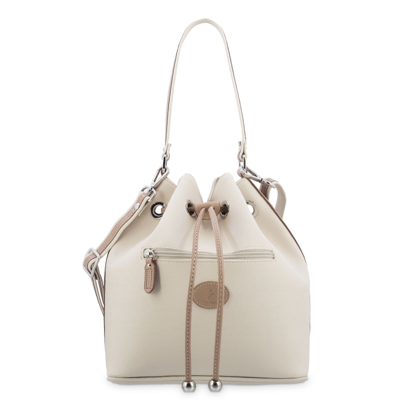 Bolso saco mujer color beige-Base