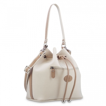 Bolso saco mujer color beige-Base