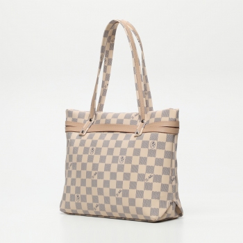 Bolso Tote mujer en lona y piel vacuno color beige -Chess