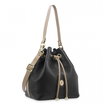 Bolso Saco mujer en piel vacuno color negro  - Oasis