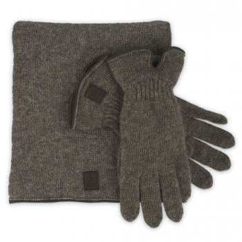 Conjunto guante y bufanda lana piel visón-El Potro