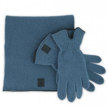 Conjunto guante y bufanda Oxford azul-El Potro