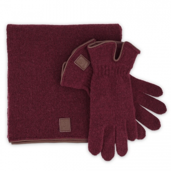 Conjunto guante y bufanda Oxford burdeos-El Potro