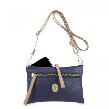 Bolso bandolera móvil de piel vacuno color azul-El Potro