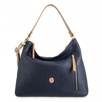 Bolso Hobo de mujer en piel vacuno color azul- Oasis