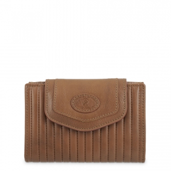 Cartera de mujer mediana en piel vacuno color cuero - Cromo