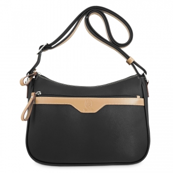 Bolso góndola 3 cremalleras de mujer color negro - Base
