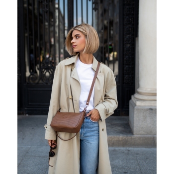 Bolso de 2 asas de mujer en piel vacuno color cuero - Cromo