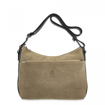 Bolso góndola mujer en piel vacuno color topo/negro- Natural