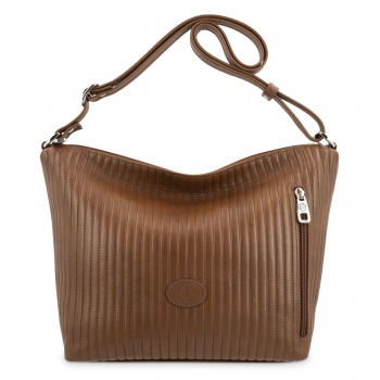 Bolso Hobo mujer en piel vacuno color cuero- Cromo