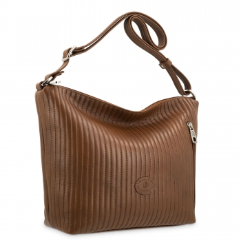 Bolso Hobo mujer en piel vacuno color cuero- Cromo