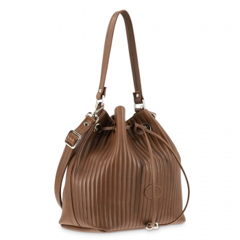 Bolso saco mujer en piel vacuno color cuero  - Cromo