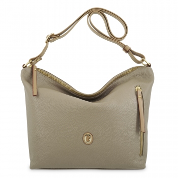 Bolso Hobo de mujer en piel vacuno color topo - Oasis