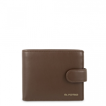 Cartera billetera tarjetero con monedero Interior en piel vacuno color cuero-El Potro