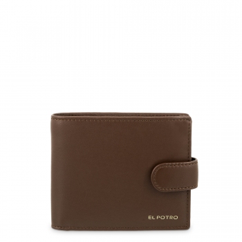 Cartera billetera tarjetero con monedero exterior en piel vacuno color cuero-El Potro