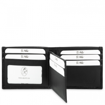 Cartera billetera tarjetero hombre en piel vacuno color negro-Coco