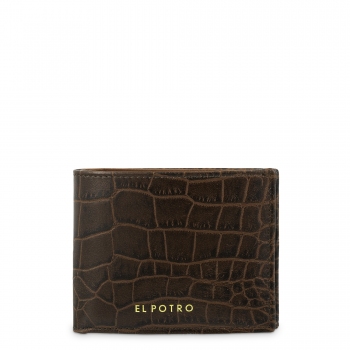 Cartera billetera tarjetero hombre en piel vacuno color marrón-Coco
