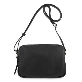 Bolso bandolera pequeño 3 cremalleras piel vacuno color negro-E L P O T R O