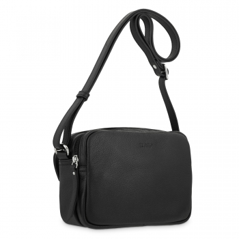 Bolso bandolera pequeño 3 cremalleras piel vacuno color negro-E L P O T R O