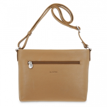 Bolso suave bandolera de 3 cremalleras mujer en piel vacuno color negro - Floater