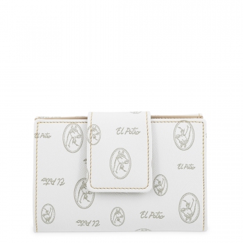 Cartera mujer en lona y piel vacuno color blanco - Vintage