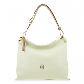 Bolso Hobo mediano  en piel vacuno color ivory - Oasis