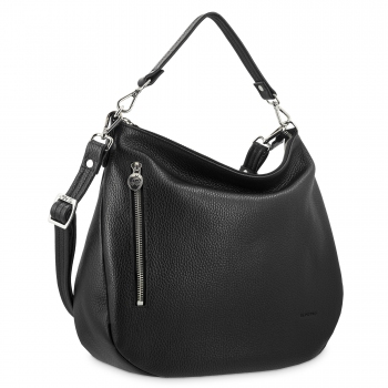 Bolso Hobo mujer en piel vacuno color negro - I R I S 