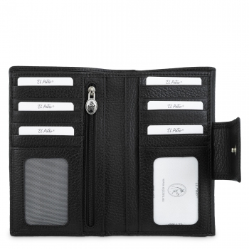 Cartera de  mujer grande en piel vacuno color negro - I R I S 