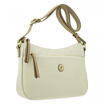 Bolso bandolera de mujer en piel vacuno color beige - Oasis