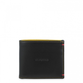 Cartera tarjetero de hombre en piel vacuno negro-E L P O T R O