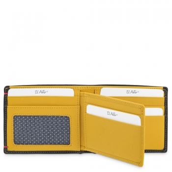 Cartera tarjetero de hombre en piel vacuno negro-E L P O T R O
