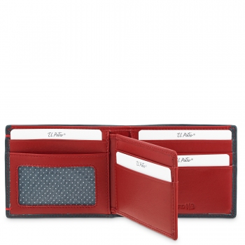 Cartera tarjetero de hombre en piel vacuno azul-E L P O T R O