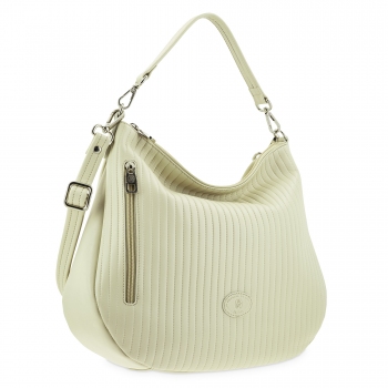 Bolso Hobo mujer en piel vacuno color ivory - Cromo