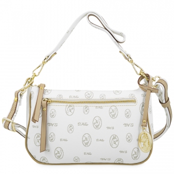 Bolso de 2 asas de mujer en lona y piel vacuno color blanco- El Potro