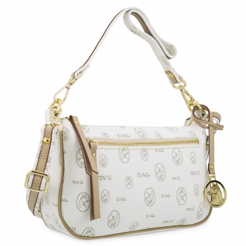 Bolso de 2 asas de mujer en lona y piel vacuno color blanco- El Potro