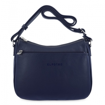 Bolso góndola bandolera de 3 cremalleras mujer en piel vacuno color azul- Floater