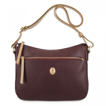 Bolso bandolera de mujer en piel vacuno color burdeos - Oasis