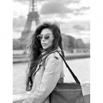 Bolso Bandolera mujer en piel vacuno color topo/negro -Natural